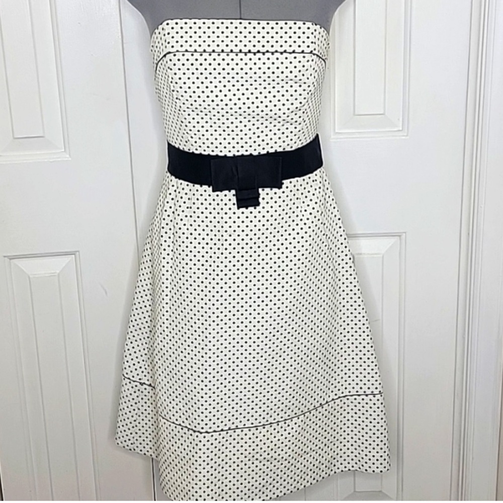 Lilly Pulitzer Strapless Fit to Flare Black & White Polka Dot Dress, Size 4